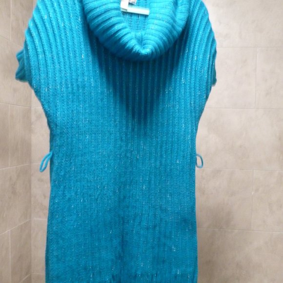 Decree Womens S Blue/ metalic  Short Sleeve Knitted Sweater Long tunic XXL - Picture 1 of 9